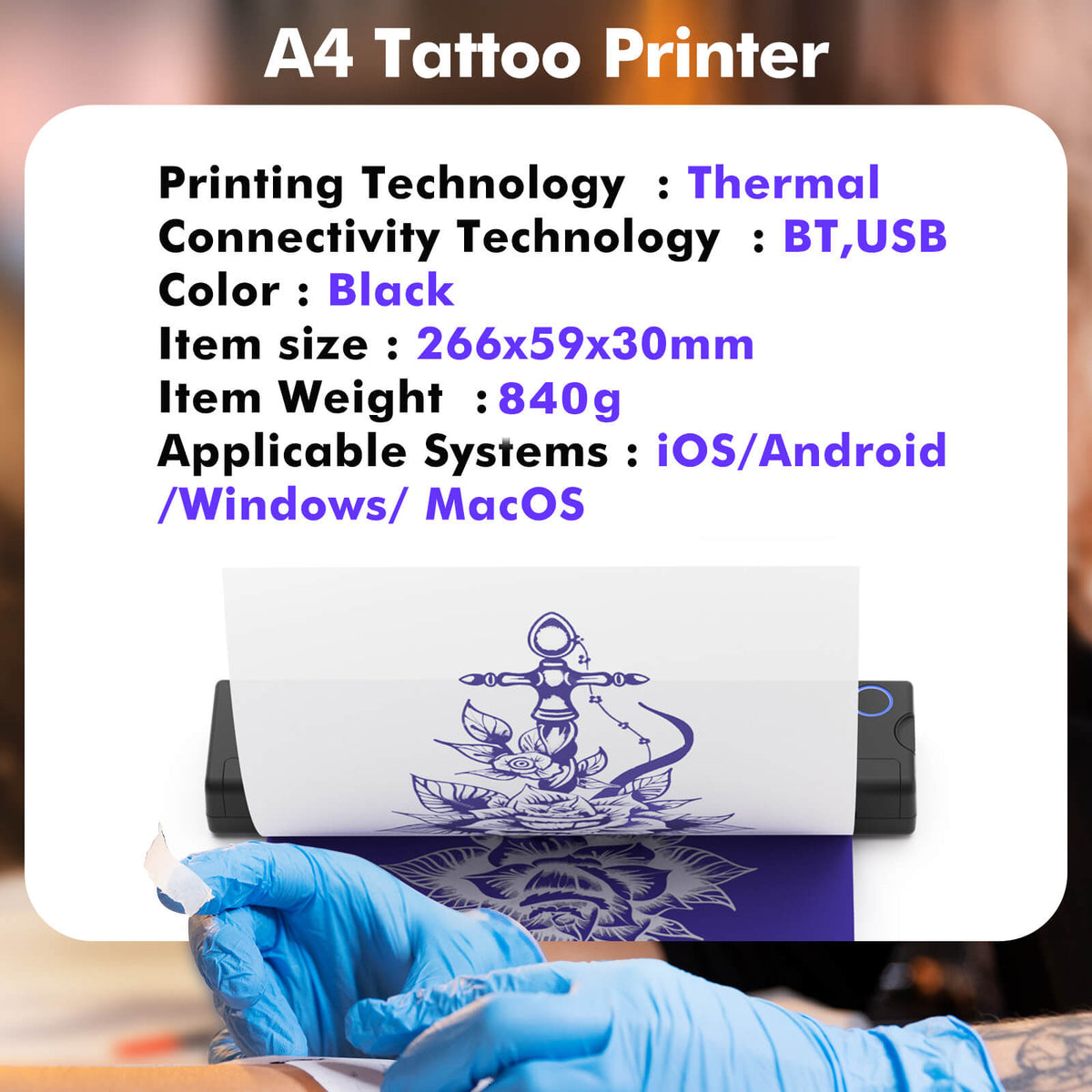 Impresora inalámbrica sin tinta Tattoo Mate Bluetooth