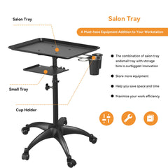 Adjustable Salon Tray Cart with Storage