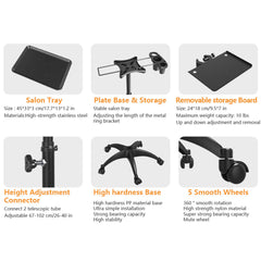 Adjustable Salon Tray Cart with Storage