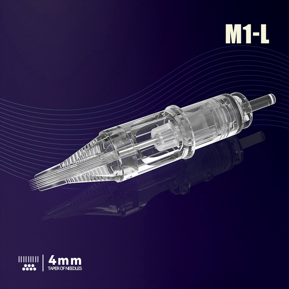 T&T AWE Series Tattoo Needle Cartridges Long Magnum (M1-L) with dual patented ink reservoir and stabilizing membrane