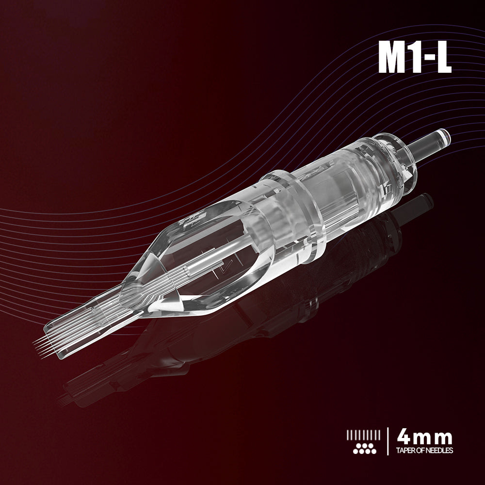 T&T MAX Series Tattoo Needle Cartridges M1-L with patented stabilizing membrane for smooth stable ink flow