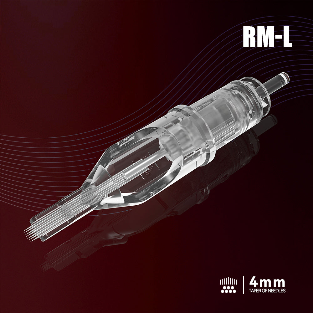 T&T MAX Series Tattoo Needle Cartridges RM-L with patented stabilizing membrane for smooth stable ink flow