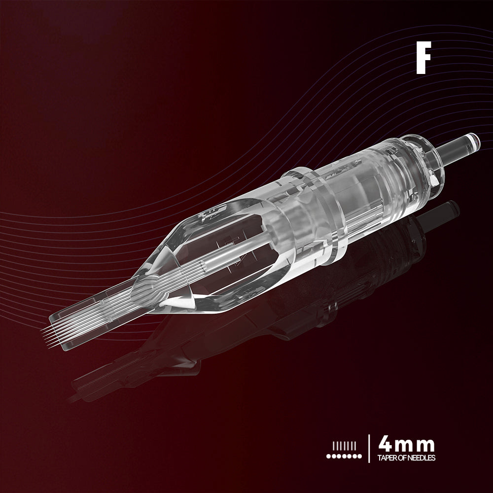 T&T MAX Series Tattoo Needle Cartridges Flats (F) with patented stabilizing membrane for smooth stable ink flow