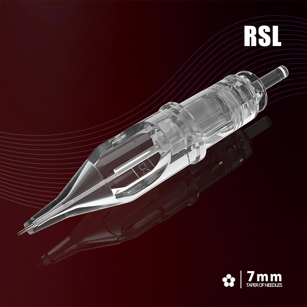 T&T MAX Series Tattoo Needle Cartridges Long Round Shader (RS-L) with patented stabilizing membrane for smooth stable ink flow